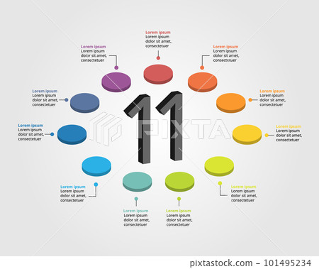 circle template for infographic for presentation for 11 element 101495234