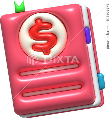illustration 3D , book with cover in the shape of a dollar financial record book illustration 3D , book with cover in the shape of a dollar financial record book 101495374