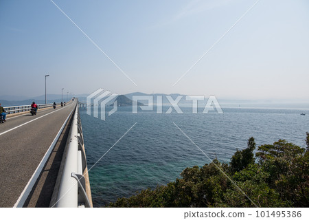 View of Tsunoshima Bridge and Honshu from Sezaki Yo Park View of Tsunoshima Bridge and Honshu from Sezaki Yo Park 101495386