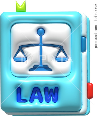 illustration 3D . Book symbol icon with cover of legal scales. 101495396