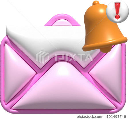 3D illustration, email, letter with notification bell 101495746
