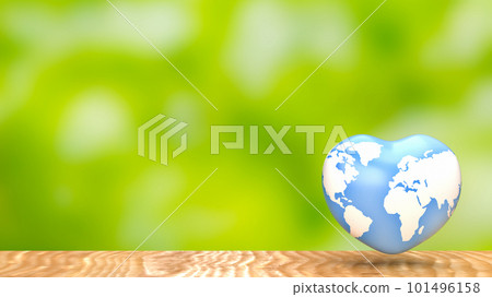 The earth  map on heart for eco concept 3d rendering 101496158
