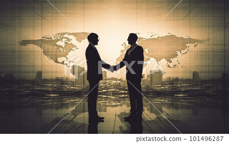Silhouette of a businessman shaking hands 101496287