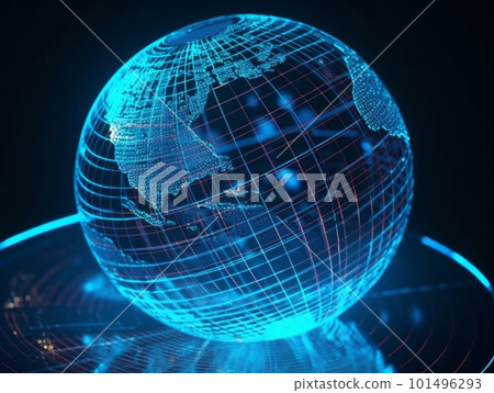 Blue earth and digital network, internet 101496293