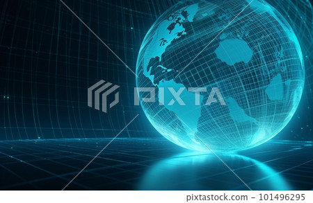 地球，藍色數字網絡圖像背景 101496295