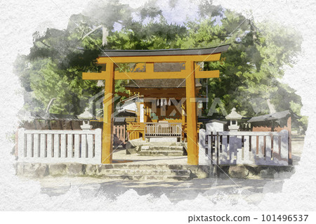 水彩風格的清盛神社,廣島縣廿日市市宮島 水彩風格的清盛神社,廣島縣廿日市市宮島 101496537