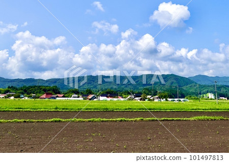 岡山縣真庭市飛山,飛山高原的肥沃土壤景觀 岡山縣真庭市飛山,飛山高原的肥沃土壤景觀 101497813