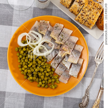Delicious herring with peas 101498149