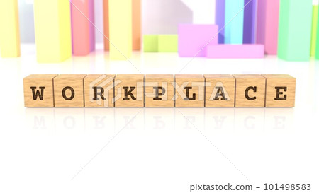 Wooden blocks printed with WORKPLACE letters Wooden blocks printed with WORKPLACE letters 101498583