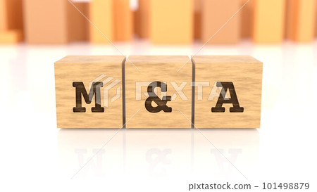 A wooden block with M&A letters printed on it A wooden block with M&A letters printed on it 101498879