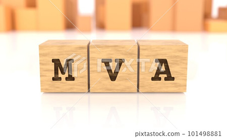 Wooden block with MVA lettering 101498881