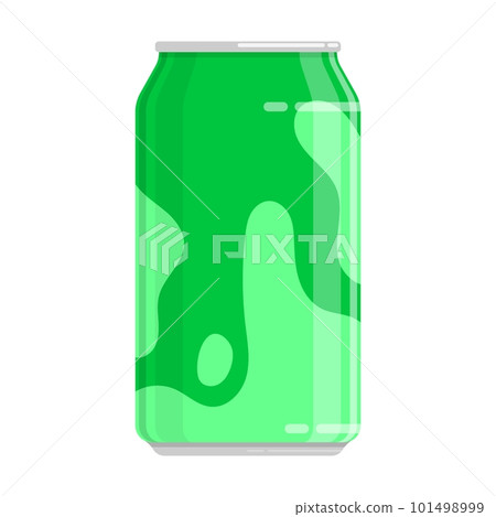 Aluminum can for soft lemon and lime drink. Storing cocktails and soda in jar. Cold drinks in hot summer weather. Flat cartoon vector isolated on white background 101498999