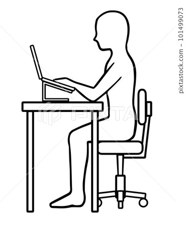 People who do desk work with correct posture, silhouettes, line drawings People who do desk work with correct posture, silhouettes, line drawings 101499073