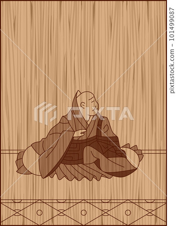 Wood carving style Hyakunin Isshu Jyakurenboshi Wood carving style Hyakunin Isshu Jyakurenboshi 101499087