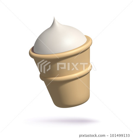 3d creamy Ice Cream in Waffle Cup simple realistic three dimensional Vector illustration 101499133