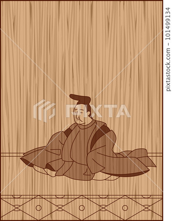 Wood carving style Hyakunin Isshu Motosuke Kiyohara 101499134