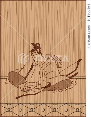 Wood carving style 100 poems Ariwara Narihira Ason 101499161