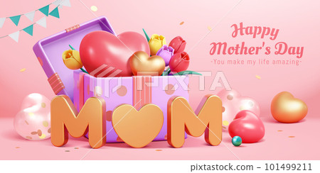 3D Gift box for Mother's day poster 101499211