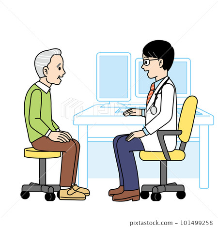 An elderly man and a doctor who consult 101499258