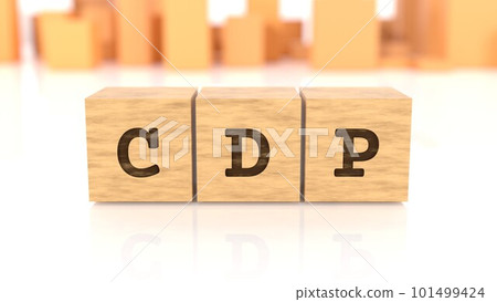 A wooden block with the letters CDP printed on it A wooden block with the letters CDP printed on it 101499424