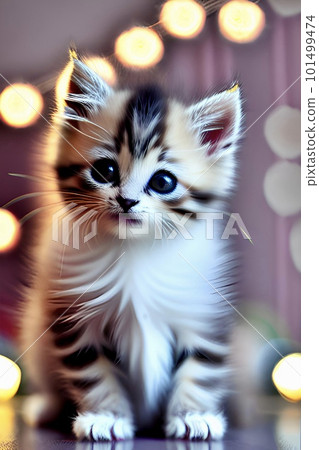 Kitten staring with sparkling eyes AI image 101499474