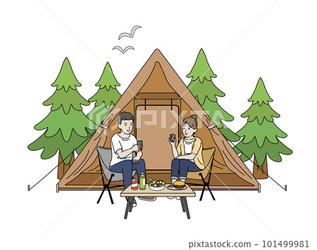 一對夫婦露營的插圖 101499981