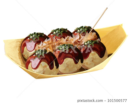 Takoyaki with sauce (boat plate, toothpick included) Takoyaki with sauce (boat plate, toothpick included) 101500577
