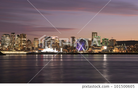 Montreal skyline at night reflected in St. Lawrence River, Quebec, Canada Montreal skyline at night reflected in St. Lawrence River, Quebec, Canada 101500605