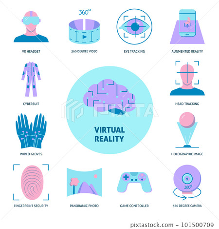 Virtual reality icon set in flat style 101500709
