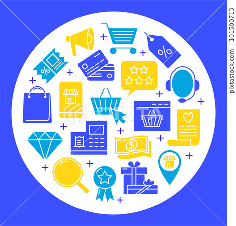 Online shop round concept banner in flat style 101500713