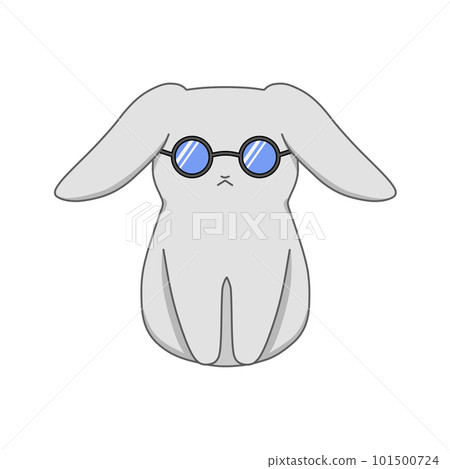 A gray rabbit wearing black-rimmed glasses with blue lenses A gray rabbit wearing black-rimmed glasses with blue lenses 101500724