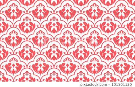 Flower geometric pattern. Seamless vector background. White and pink ornament Flower geometric pattern. Seamless vector background. White and pink ornament 101501120