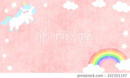 Rainbow and colorful cute unicorn frame background material Rainbow and colorful cute unicorn frame background material 101501147