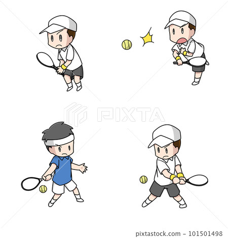 圖解 4 男子打網球的模式 101501498