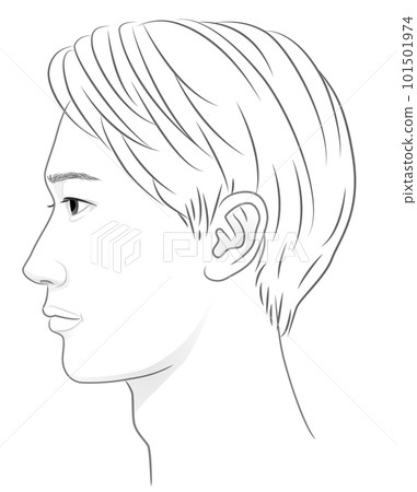 一個年輕人的輪廓線圖插圖 101501974