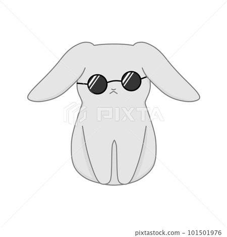 戴著未對齊的黑色太陽鏡的灰色兔子 戴著未對齊的黑色太陽鏡的灰色兔子 101501976