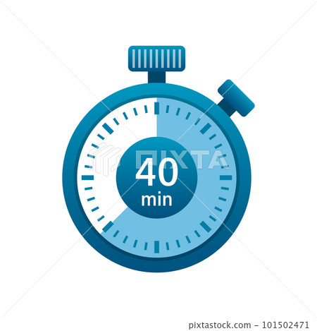 Stopwatch 40 minutes icon illustration in flat style. Timer vector illustration on isolated background. Time alarm sign business concept. Stopwatch 40 minutes icon illustration in flat style. Timer vector illustration on isolated background. Time alarm sign business concept. 101502471