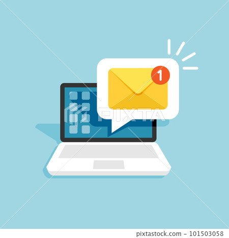 Email sending icon in flat style. Envelope receive vector illustration on isolated background. Mailbox notification sign business concept. 101503058