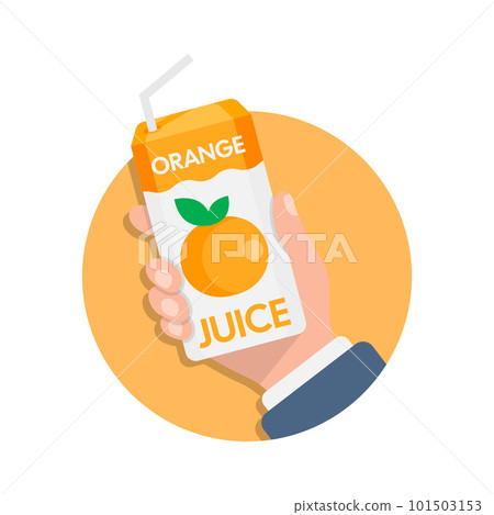 Orange juice in hand icon in flat style. Fruit beverage vector illustration on isolated background. Citrus drink sign business concept. 101503153