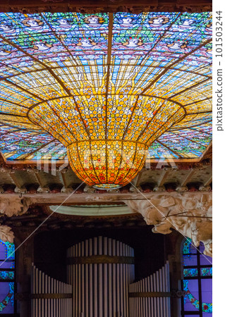 Catalan Music Hall Large Hall - Stained Glass - (Spain-Barcelona) Catalan Music Hall Large Hall - Stained Glass - (Spain-Barcelona) 101503244