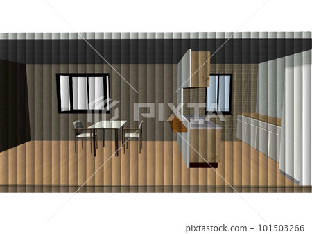Image perspective of the living dining kitchen through the brand 101503266