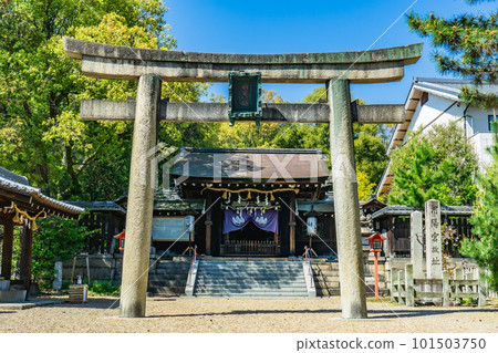 京都府大山崎町御用別墅八幡宮的鳥居和正門(日本登錄有形文化財產) 京都府大山崎町御用別墅八幡宮的鳥居和正門(日本登錄有形文化財產) 101503750