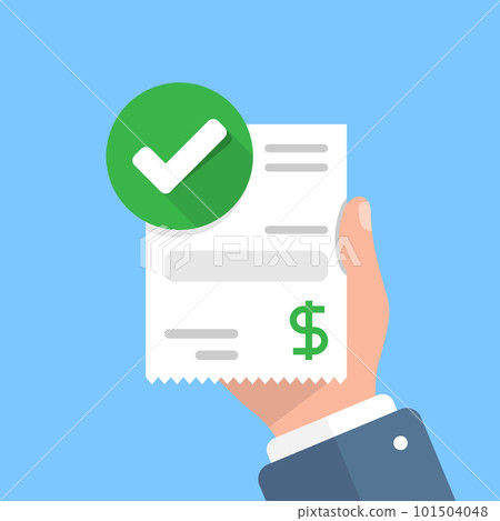 Success payment in hand illustration in flat style. Approved money vector illustration on isolated background. Successful pay sign business concept. Success payment in hand illustration in flat style. Approved money vector illustration on isolated background. Successful pay sign business concept. 101504048