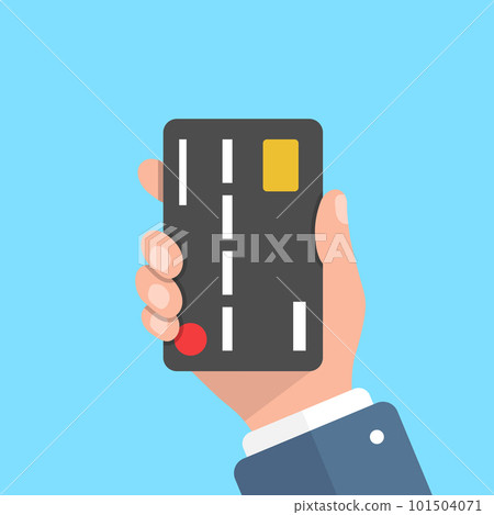 Credit card in hand illustration in flat style. Online payment vector illustration on isolated background. Banking sign business concept. 101504071
