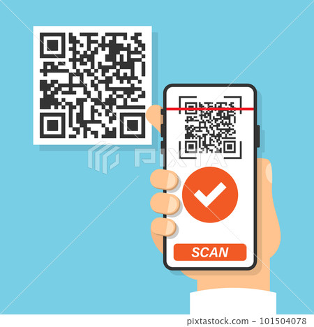 Qr Scan Icon QR Code Scan Icon In Flat Style. Mobile Phone... Stock