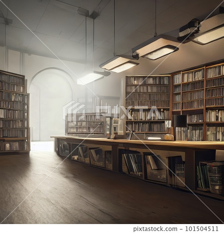 Old books in the empty Library 101504511
