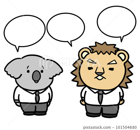 考拉和獅子上班族交談 考拉和獅子上班族交談 101504680