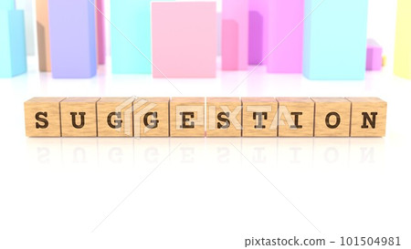 A wooden block with the word SUGGESTION printed on it 101504981