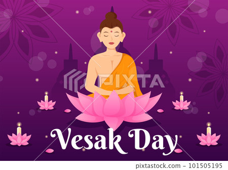 Vesak Day Celebration Vector Illustration with Temple Silhouette, Lotus Flower, Lantern or Buddha Person in Flat Cartoon Hand Drawn Templates Vesak Day Celebration Vector Illustration with Temple Silhouette, Lotus Flower, Lantern or Buddha Person in Flat Cartoon Hand Drawn Templates 101505195