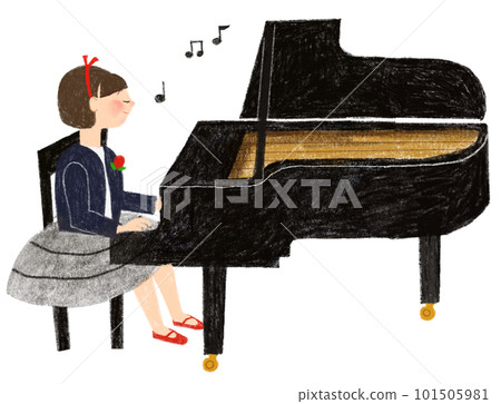 彈鋼琴的女孩的插圖 101505981